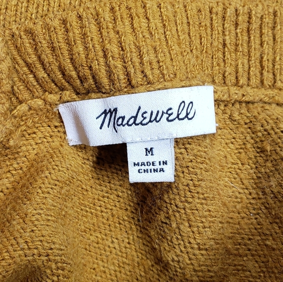 Madewell Double V-Neck Oversized Sweater Mustard size medium - Picture 7 of 10